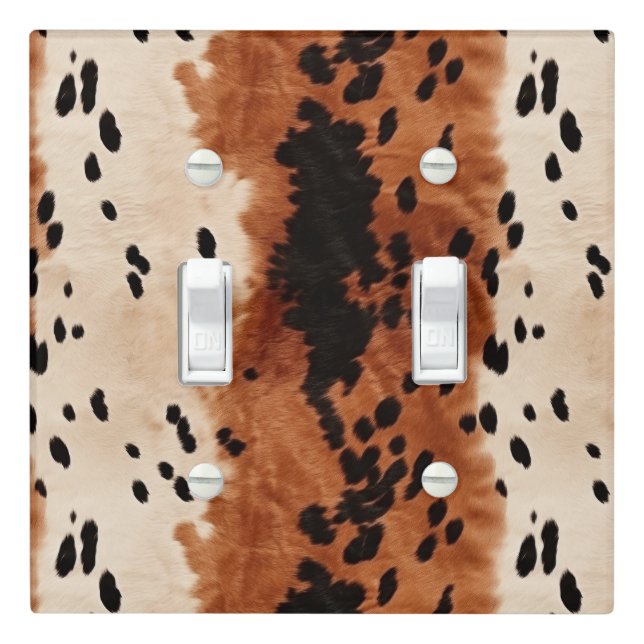 Brown Black Cream Cowhide Light Switch Cover (In Situ)