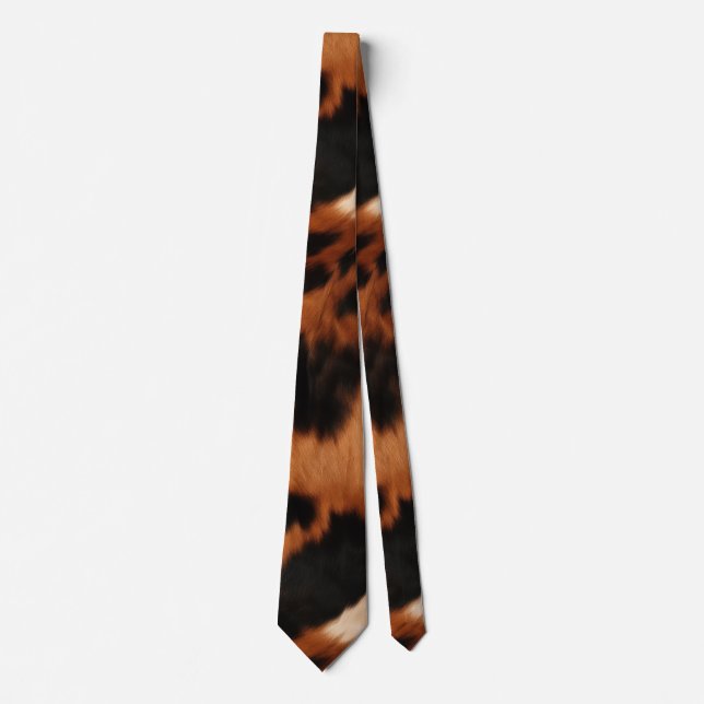 Brown Black Cream Cowhide Neck Tie (Front)