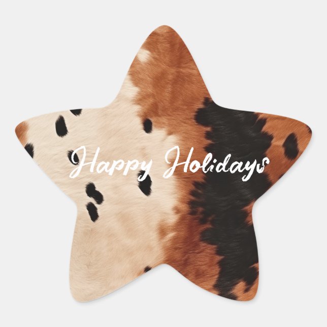 Brown Black Cream Cowhide Star Sticker (Front)