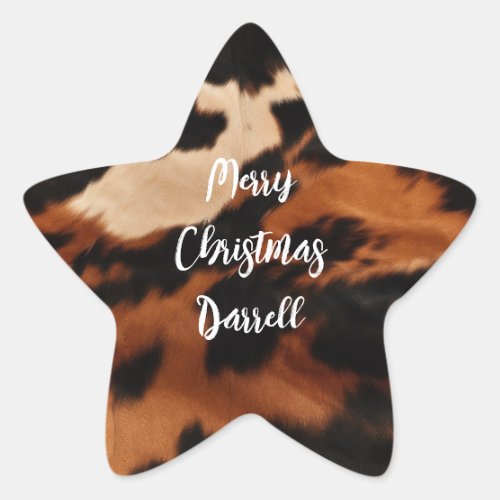 Brown Black Cream Cowhide Star Sticker