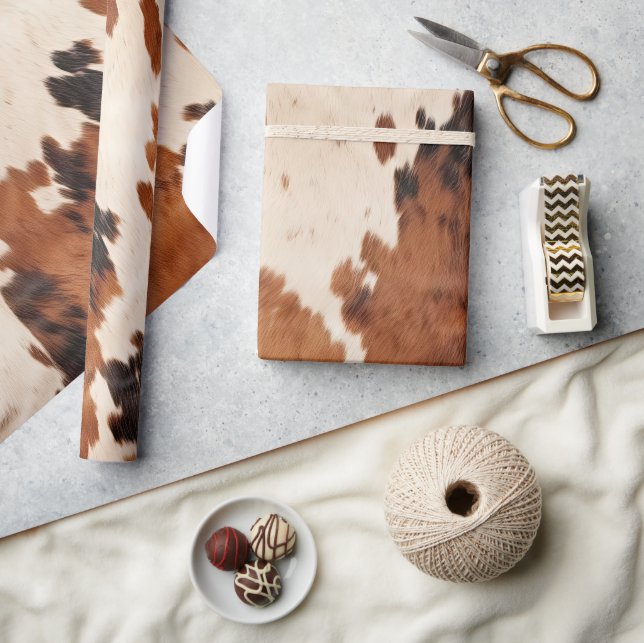 Brown Black Cream Cowhide Wrapping Paper (Crafts)
