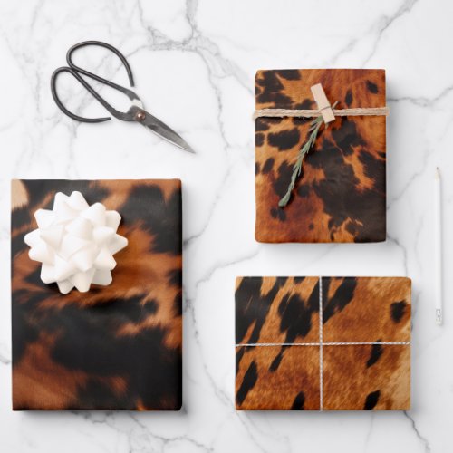 Brown Black Cream Cowhide Wrapping Paper Sheets