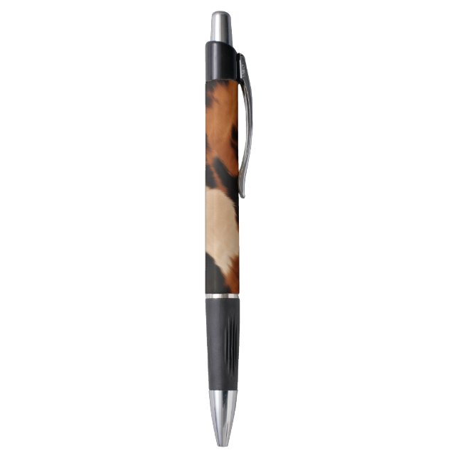 Brown Black Cream Faux Cow Print Pen (Bottom (Vertical))