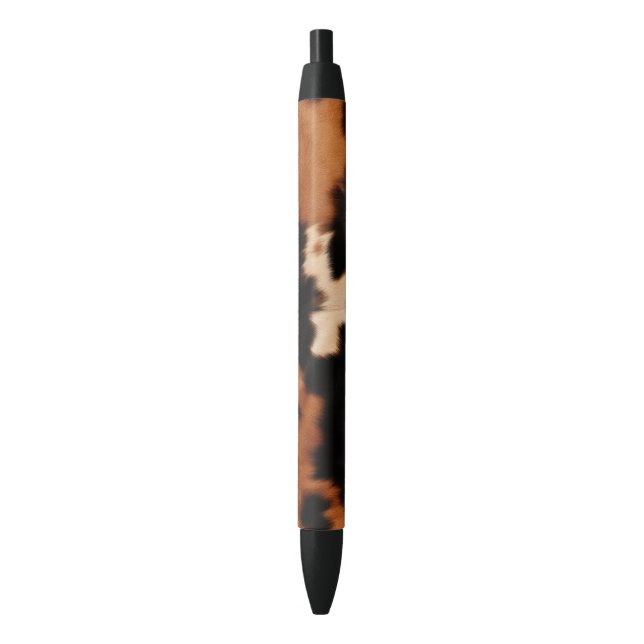 Brown Black Cream Faux Cow Print Pen (Front Vertical)