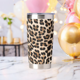 Brown Black Cream Leopard Animal Insulated Tumbler
