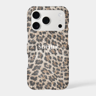 Brown Black Cream Leopard Animal Print Sparkle iPhone 17 Pro Case