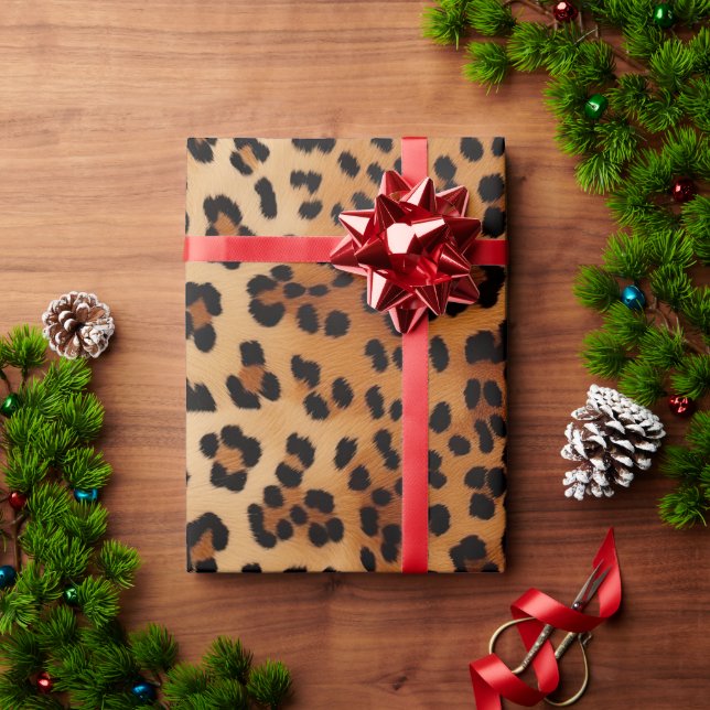 Brown Black Cream Leopard Print Wrapping Paper (Holiday Gift)
