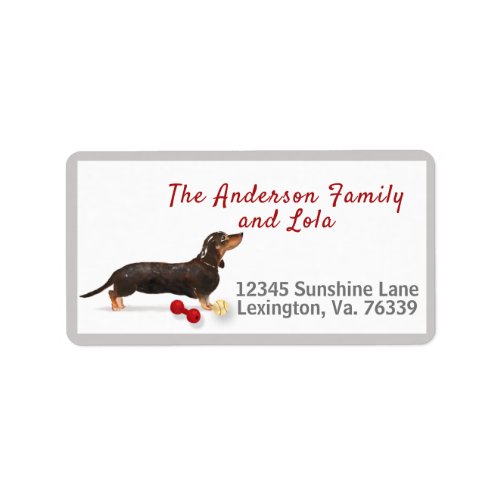 Brown Black Dachshund Home Return Address  Label