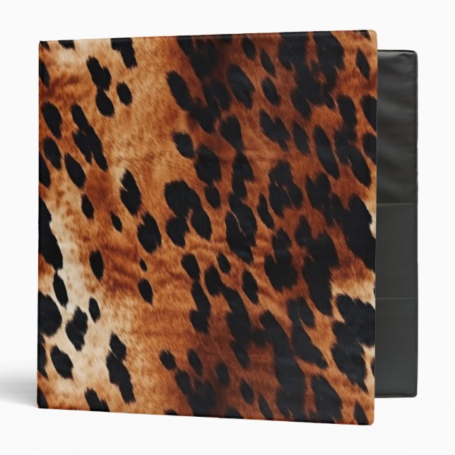 Brown Black Faux Cowhide   3 Ring Binder (Front/Inside)