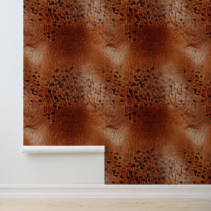 Brown Black Faux Leather Wallpaper