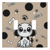 Brown & Black Fish Bones Puppy Dog Nursery Bedroom Light Switch Cover