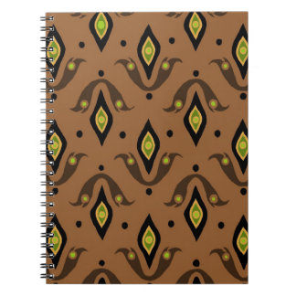 Brown,  Black, Fleur-de-lys Spiral Notebook