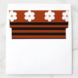 Brown Black Flower Floral Stripe Pattern Elegant  Envelope Liner