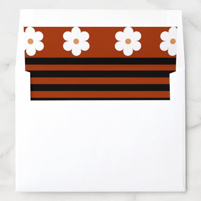 Brown Black Flower Floral Stripe Pattern Elegant  Envelope Liner (In Envelope)