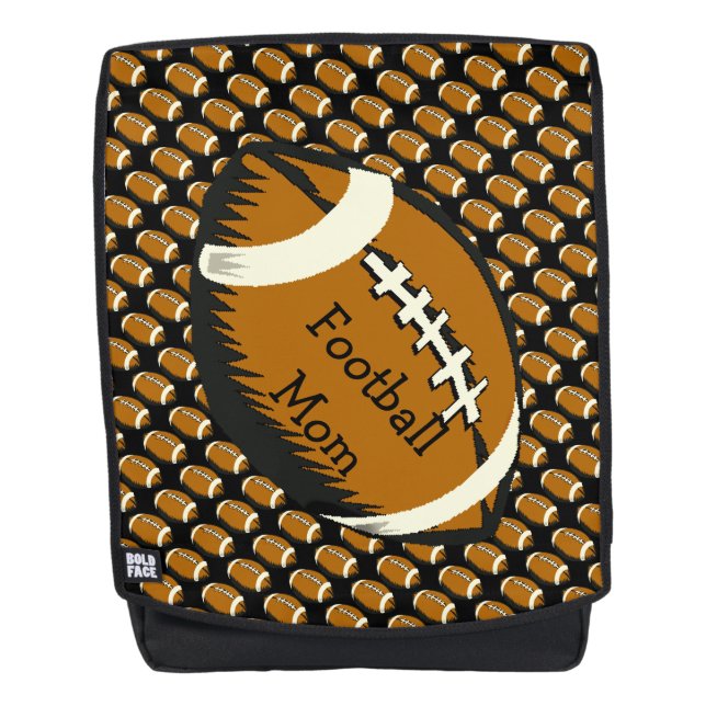 Brown Black Football Mom Sports Boldface Backpack (Front)