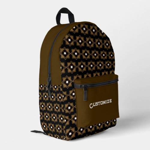 Brown  Black Geometric Print Cut Sew Backpack