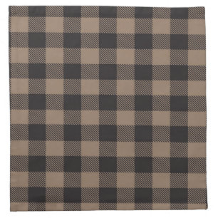 Brown Black Gingham Buffalo Plaid Farmhouse Cloth Napkin