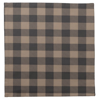 Brown Black Gingham Buffalo Plaid Farmhouse Cloth Napkin