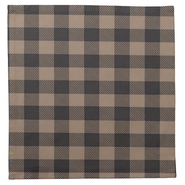 Brown Black Gingham Buffalo Plaid Farmhouse Cloth Napkin (Front)