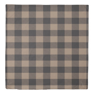 Brown Black Gingham Buffalo Plaid Farmhouse Duvet Cover