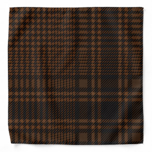 Brown Black Glen Check Houndstooth Pattern Bandana