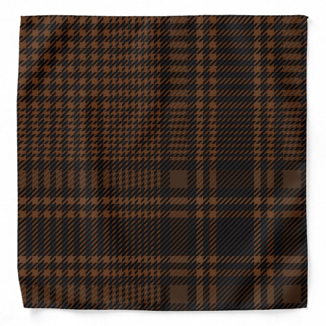 Brown Black Glen Check Houndstooth Pattern Bandana (Front)