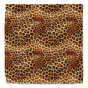 Brown Black Golden Leopard Print Bandana