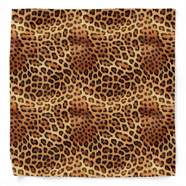Brown Black Golden Leopard Print Bandana (Front)