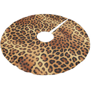 Brown Black Golden Leopard Print Brushed Polyester Tree Skirt