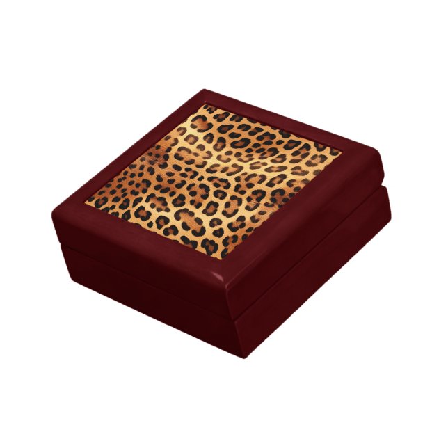 Brown Black Golden Leopard Print Gift Box (Side)