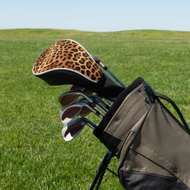 Brown Black Golden Leopard Print Golf Head Cover (In Situ)