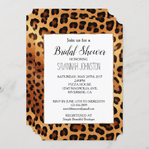 Brown Black Golden Leopard Print Invitation