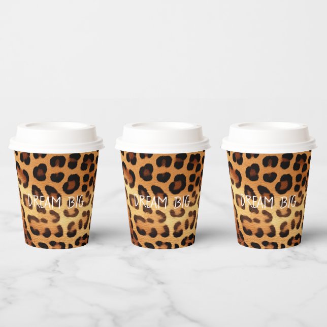 Brown Black Golden Leopard Print Paper Cups (Multi)