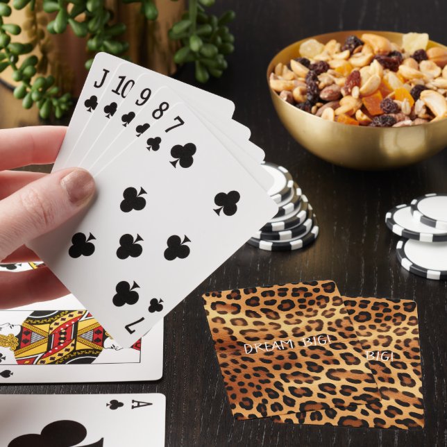 Brown Black Golden Leopard Print Poker Cards (In Situ)