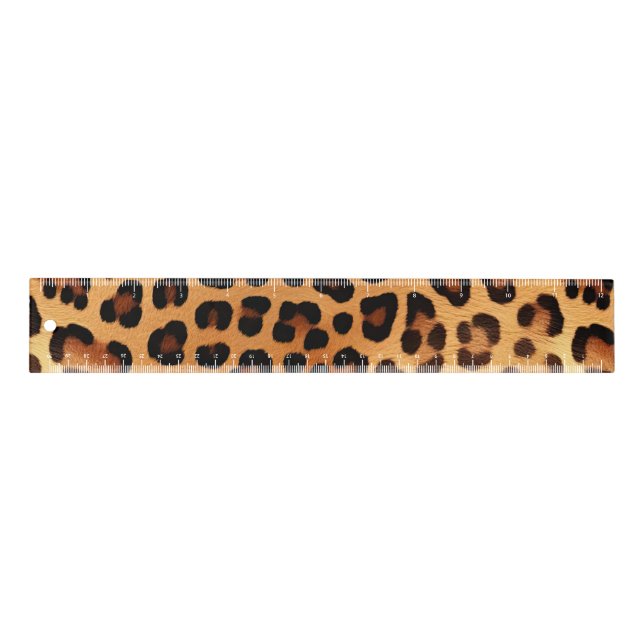 Brown Black Golden Leopard Print Ruler (Front)