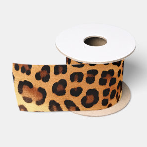 Brown Black Golden Leopard Print Satin Ribbon