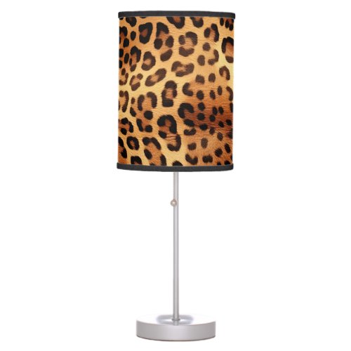 Brown Black Golden Leopard Print Table Lamp