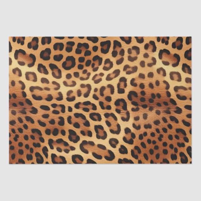 Brown Black Golden Leopard Print Tissue Paper (Front)