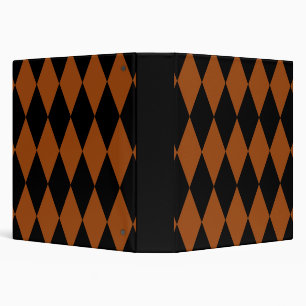 Brown Black Harlequin Diamonds Checkers Design 3 Ring Binder