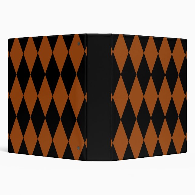 Brown Black Harlequin Diamonds Checkers Design  3 Ring Binder (Background)