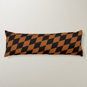 Brown Black Harlequin Diamonds Checkers Design Body Pillow