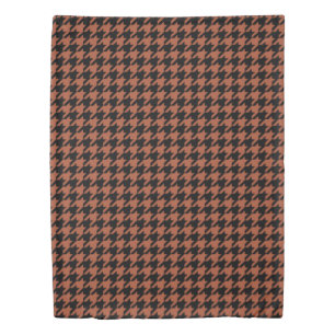 Brown Black Houndstooth Check Duvet Cover
