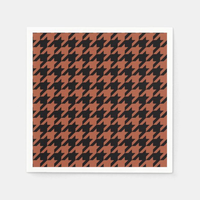Brown Black Houndstooth Check Napkins (Front)