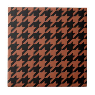 Brown Black Houndstooth Plaid Ceramic Tile
