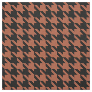 Brown Black Houndstooth Plaid  Fabric