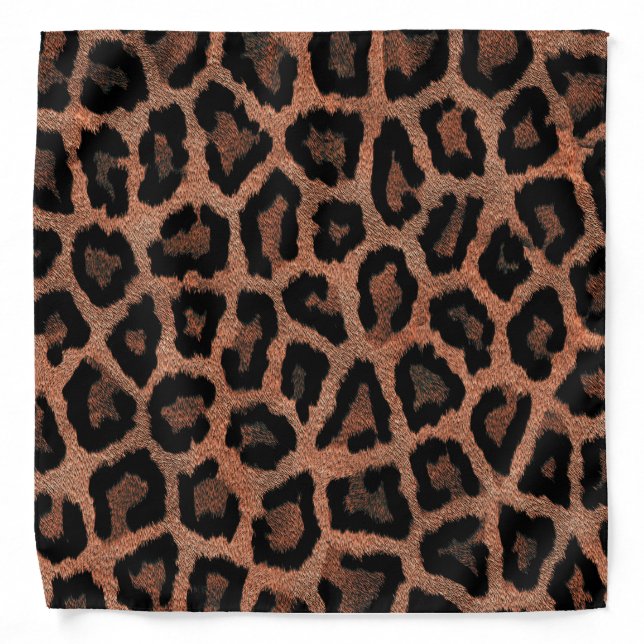 Brown Black Leopard Animal Print Bandana (Front)