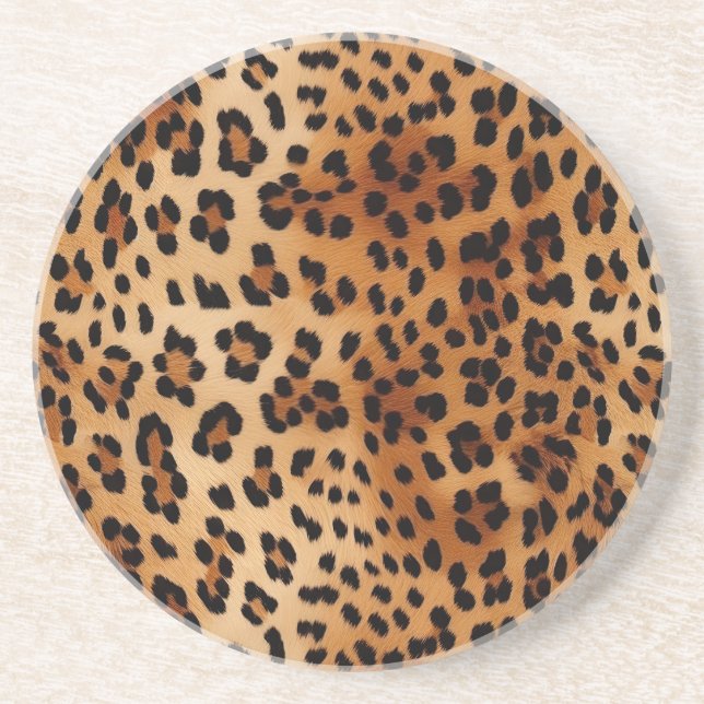 Brown Black Leopard Animal Print Coaster (Front)