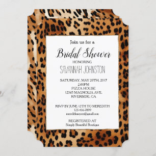 Brown Black Leopard Animal Print Invitation