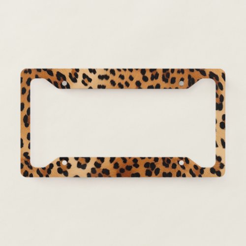 Brown Black Leopard Animal Print License Plate Frame