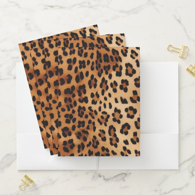 Brown Black Leopard Animal Print Pocket Folder (In Situ)